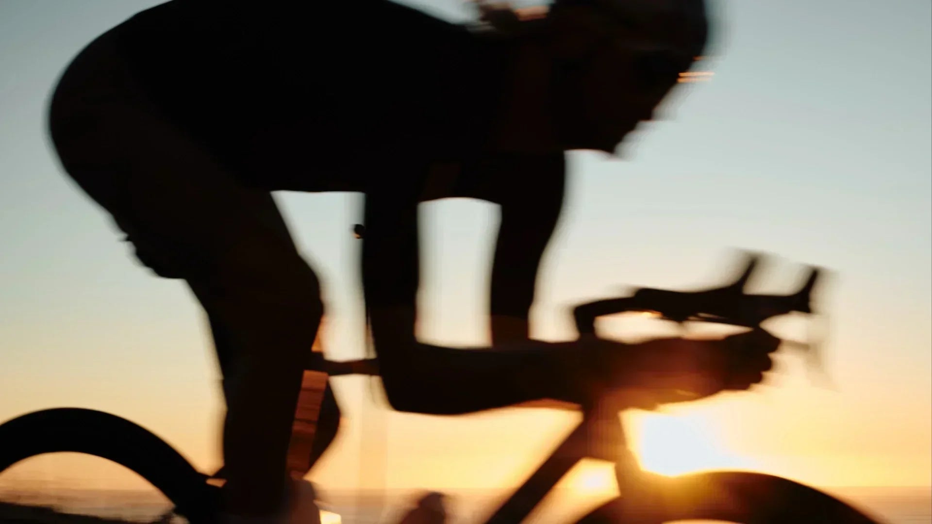 Cyclist riding at sunset, stamox beetroot powder for endurance and cycling performance