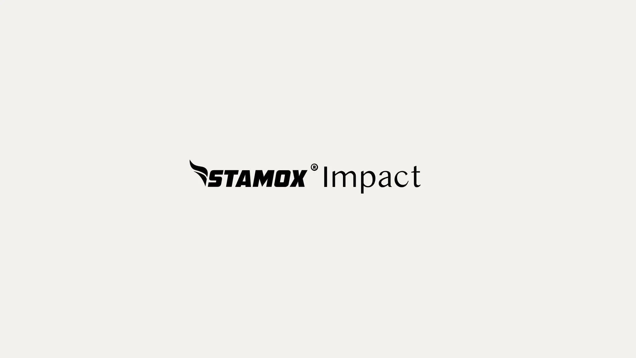 Stamox Impact logo on white background for stamox beetroot powder product branding