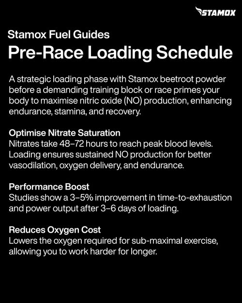 Stamox beetroot powder pre-race loading schedule guide for boosting endurance and recovery