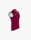 Stamox beetroot powder branded maroon sleeveless cycling vest on white background