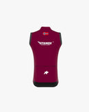 Stamox beetroot powder maroon cycling vest with Norwegian flag and white Stamox logo