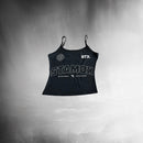 Black tank top with 'STAMOX' branding on a dark background