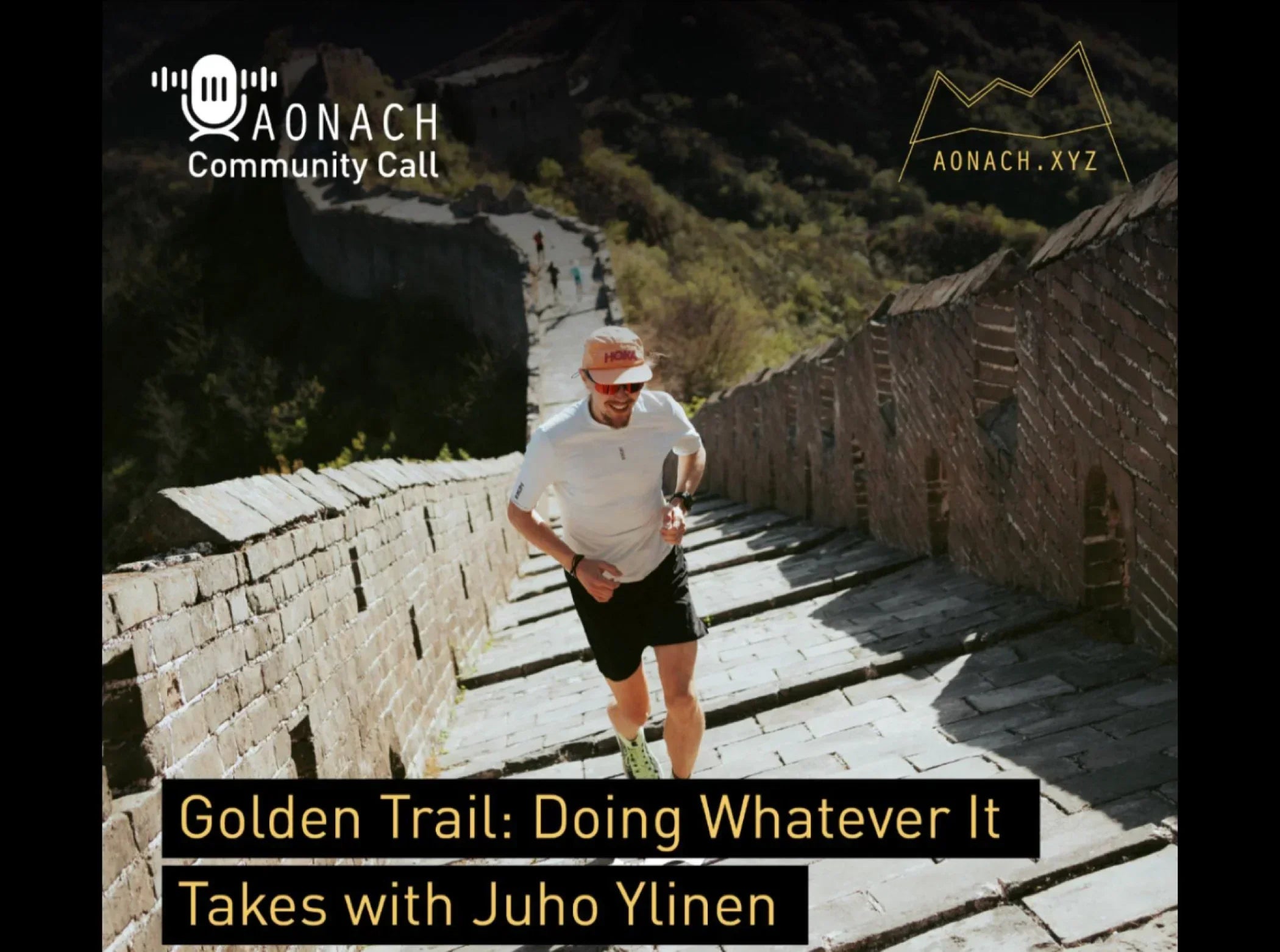 Trail runner on ancient stone steps, promoting endurance with Stamox beetroot powder outdoors