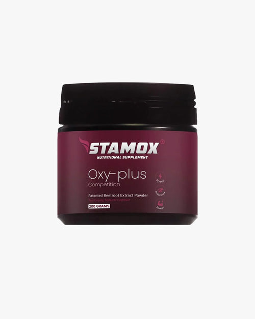 Stamox Oxy-plus supplement container on a white background