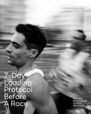 Male athletes running on track with '7-Day Loading Protocol' text, promoting stamox beetroot powder for VO2 max, endurance, power, and recovery.