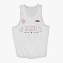 White tank top with 'STAMOX' and 'STX' branding on a white background