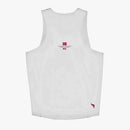 White tank top with branding on a white background Stamox Beetroot Powder running tank top man